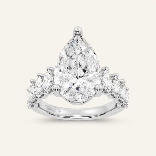 7.46CT Emeradl Cut Lab Grown Diamond Cluster Ring