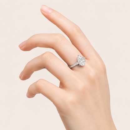 1.40CT Pear Cut Lab Grown Diamond Side Stone Ring