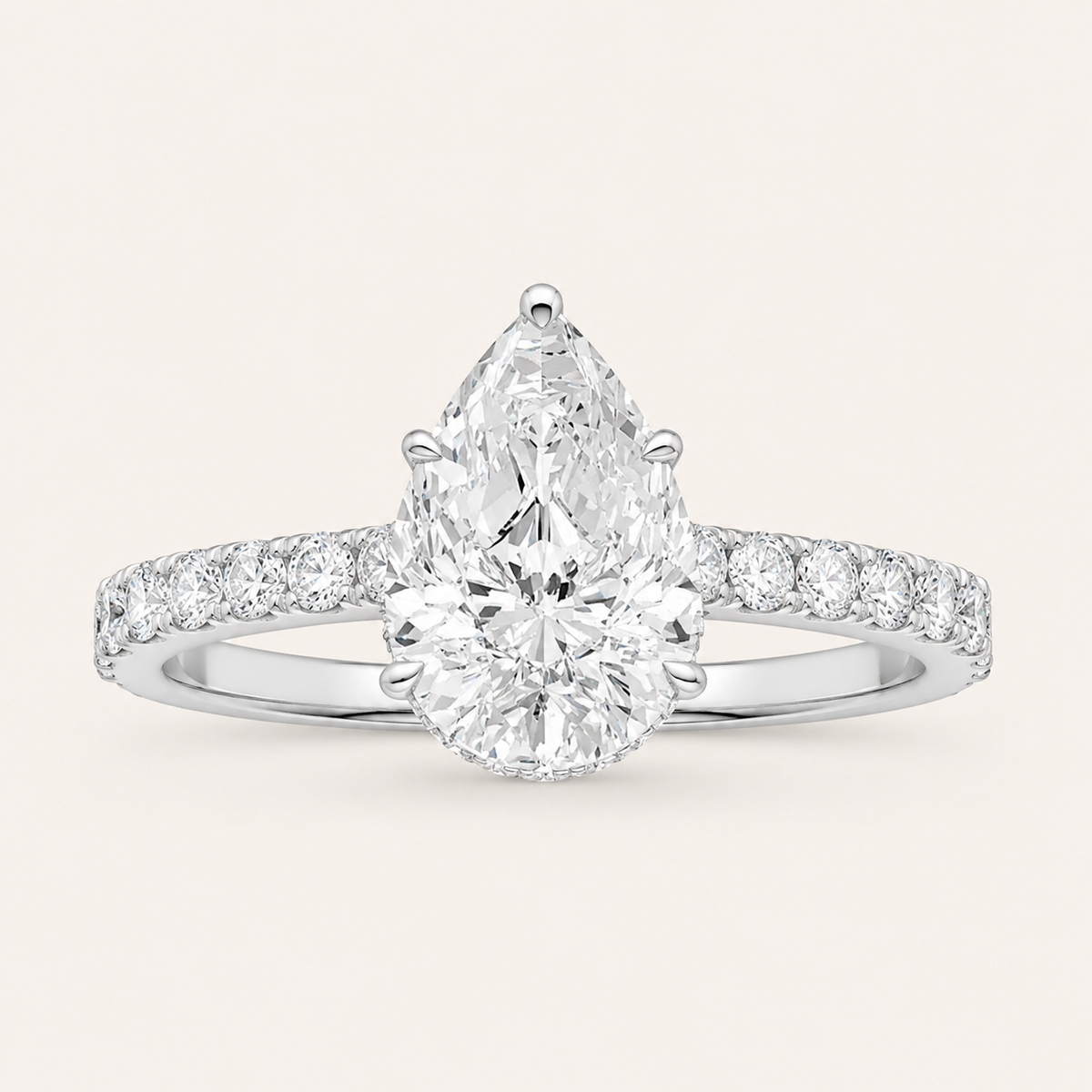 1.40CT Pear Cut Lab Grown Diamond Side Stone Ring
