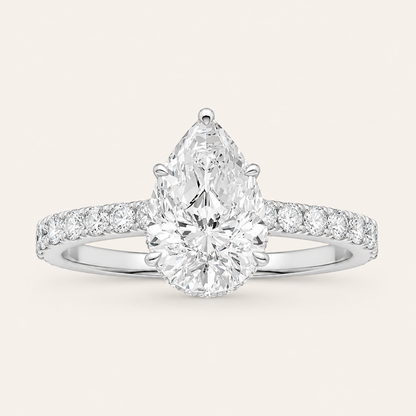1.40CT Pear Cut Lab Grown Diamond Side Stone Ring