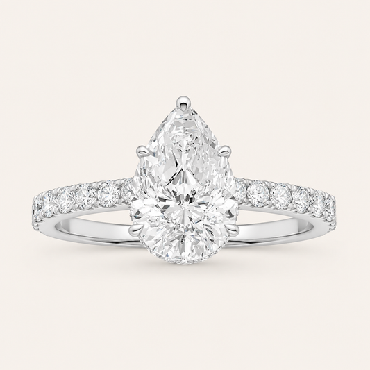 1.40CT Pear Cut Lab Grown Diamond Side Stone Ring