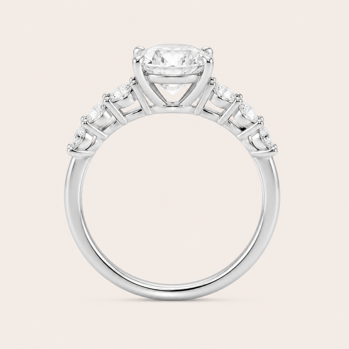 2.75CT Round Cut Lab Grown Diamond Side Stone Ring