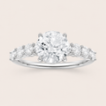 3.00CT Round Cut Lab Grown Diamond Side Stone Ring