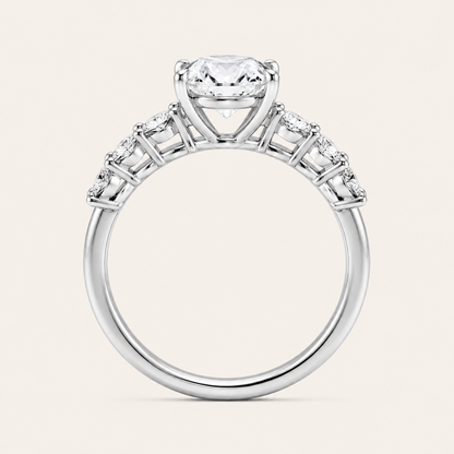 3.00CT Round Cut Lab Grown Diamond Side Stone Ring