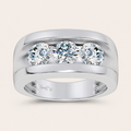 3.00CT Round Cut Lab Grown Diamond Three Stone Men's Ring