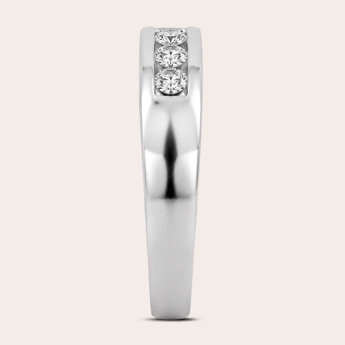 3.00CT Round Cut Lab Grown Diamond Three Stone Men's Ring
