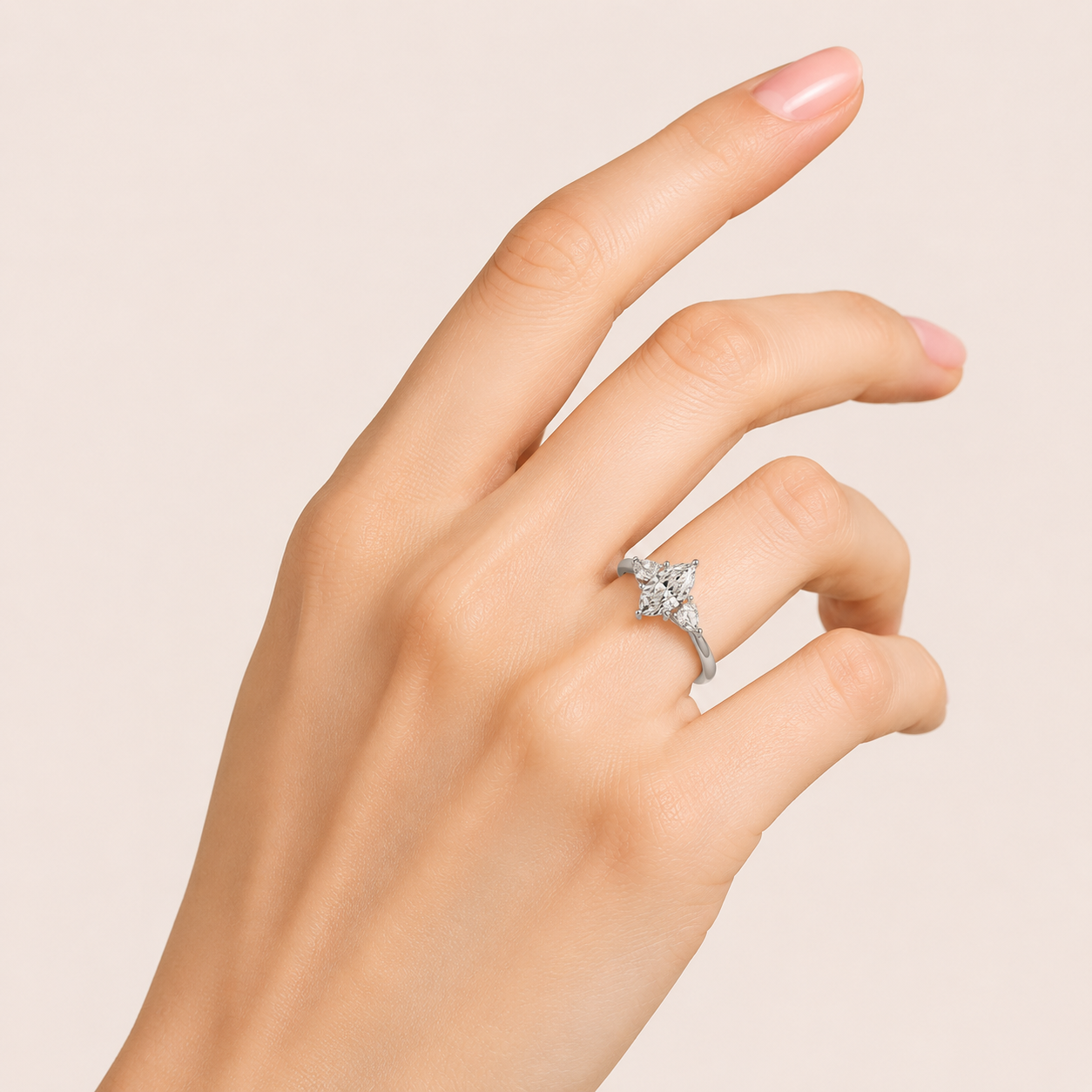 3.66CT Marquise Cut Lab Grown Diamond Three Stone Ring