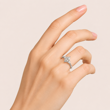 3.66CT Marquise Cut Lab Grown Diamond Three Stone Ring