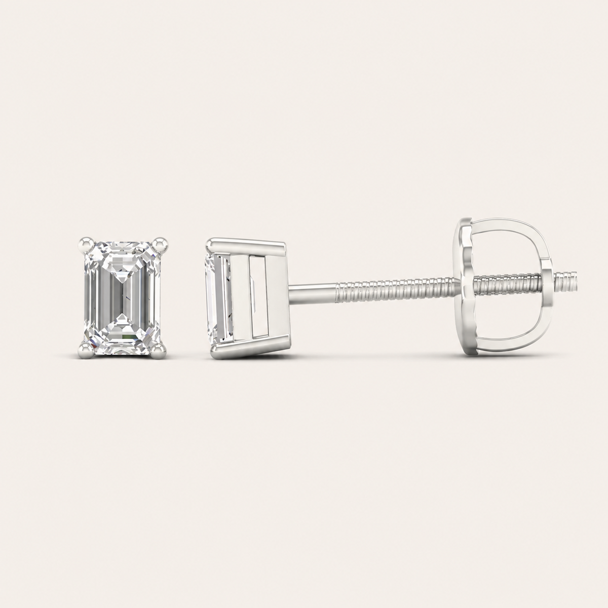 0.50CT Emerald Cut Lab Grown Diamond Earrings