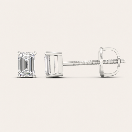 0.50CT Emerald Cut Lab Grown Diamond Earrings