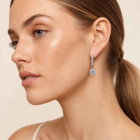 1.10CT Round Cut Lab Grown Diamond Earrings
