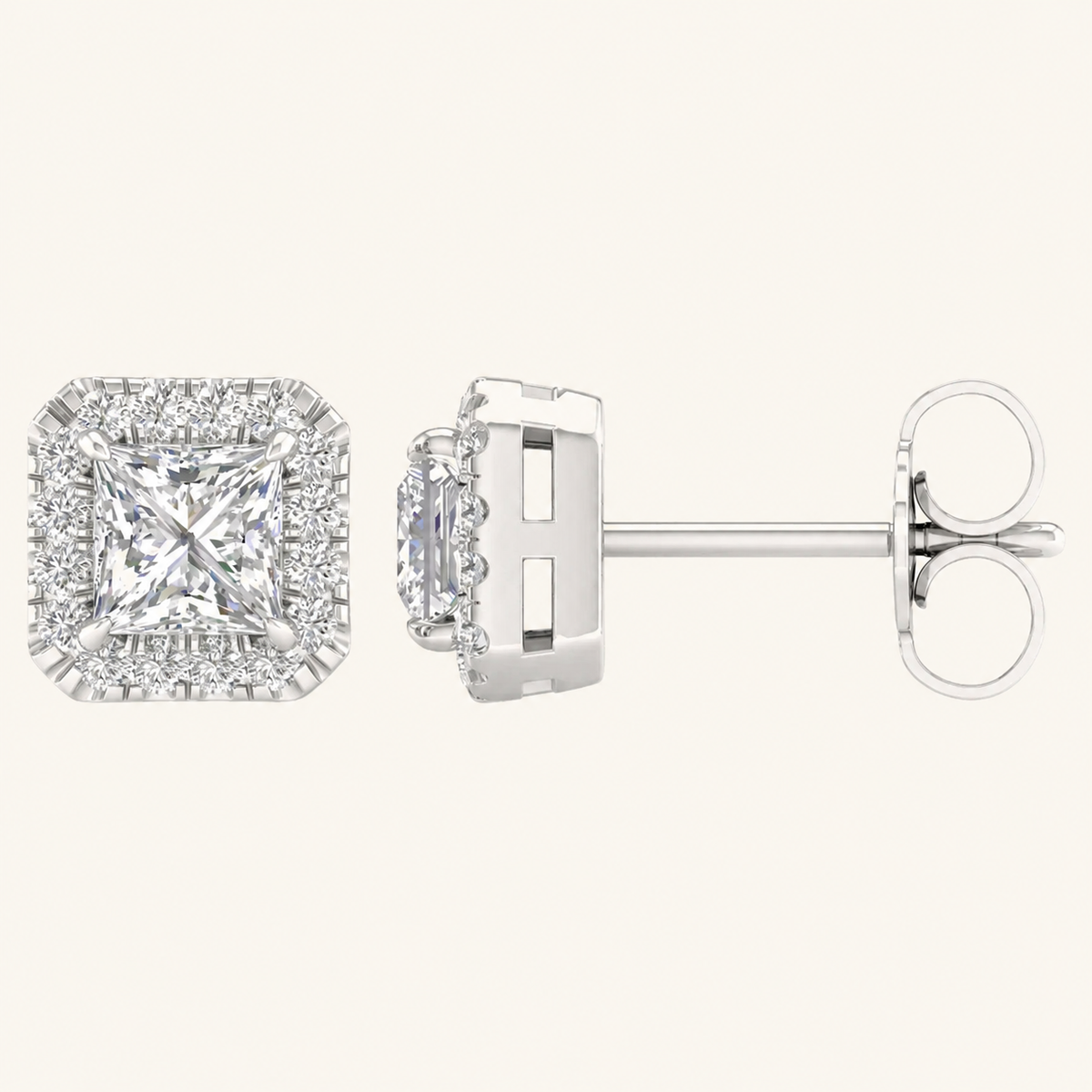1.15CT Princess Cut Lab Grown Diamond Earrings