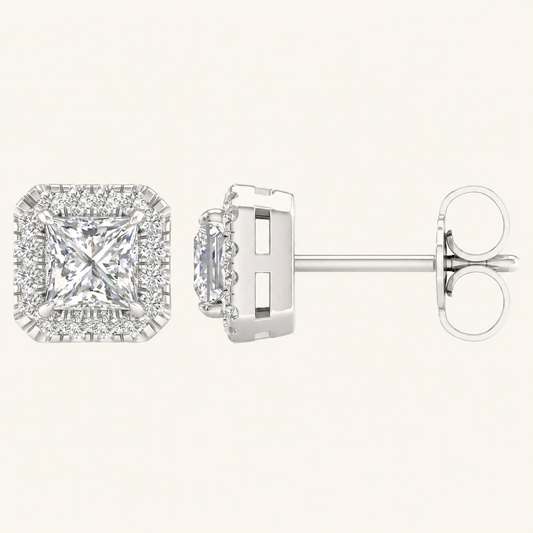1.15CT Princess Cut Lab Grown Diamond Earrings
