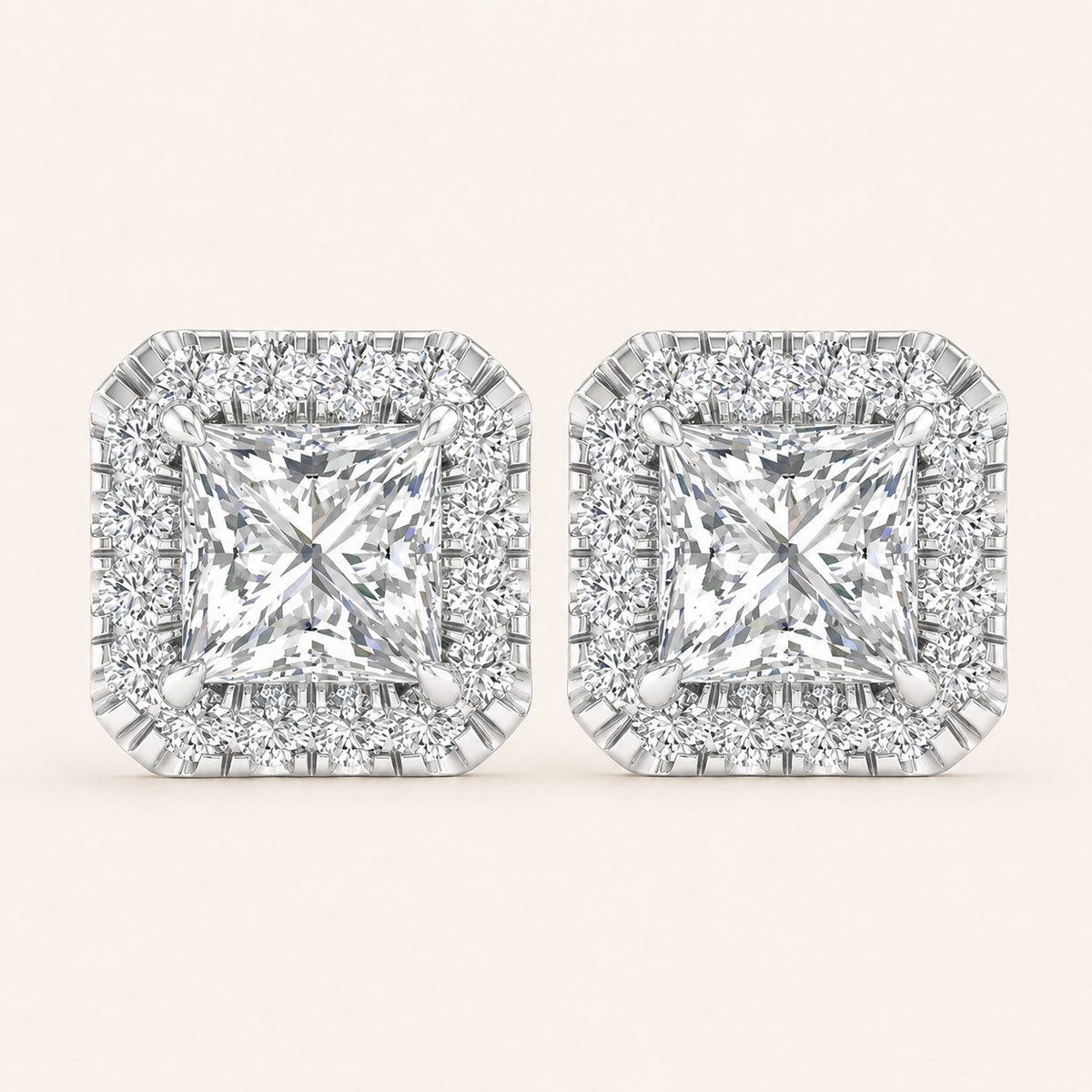 1.15CT Princess Cut Lab Grown Diamond Earrings
