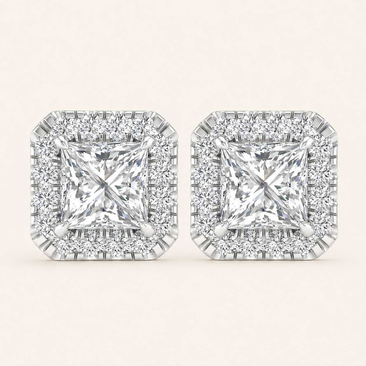 1.15CT Princess Cut Lab Grown Diamond Earrings