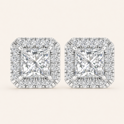 1.15CT Princess Cut Lab Grown Diamond Earrings