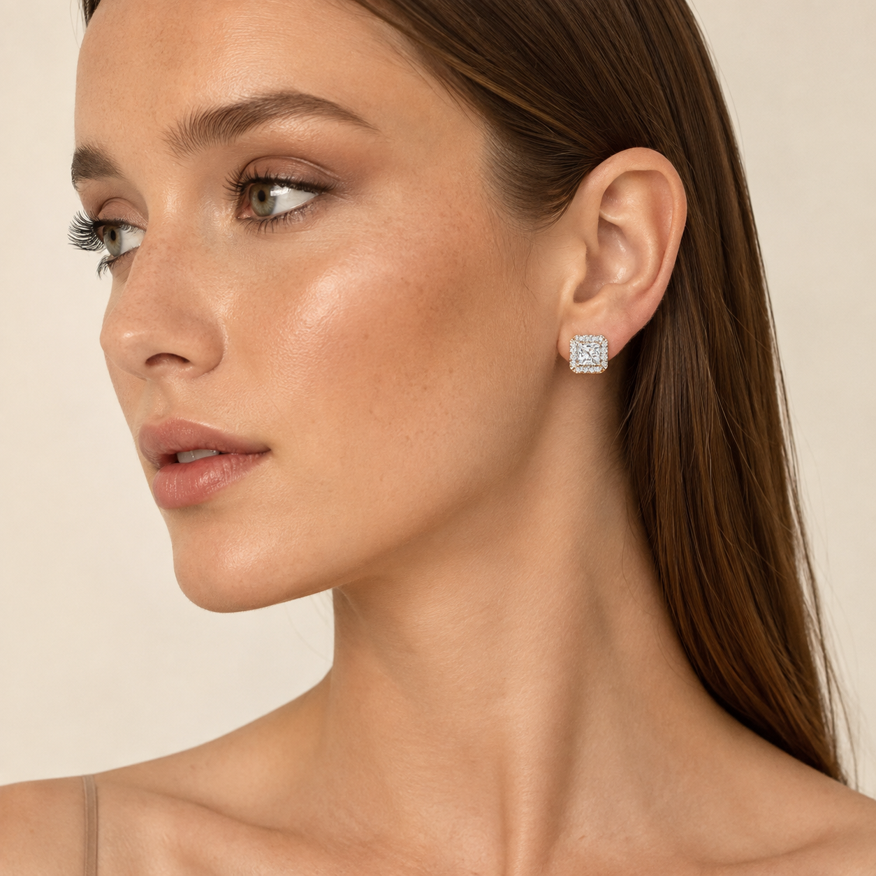 1.15CT Princess Cut Lab Grown Diamond Earrings