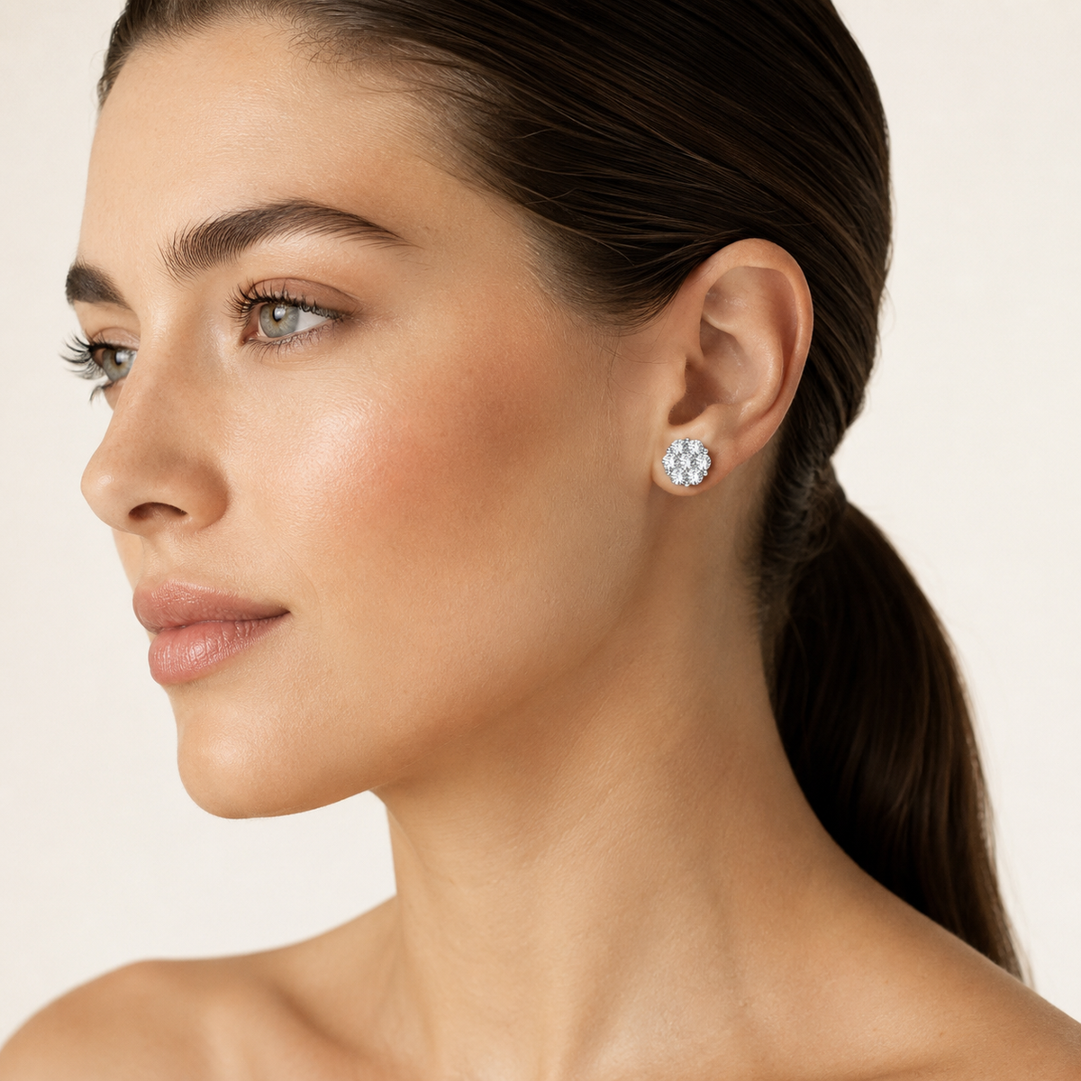 1.00CT Round Cut Lab Grown Diamond Earring