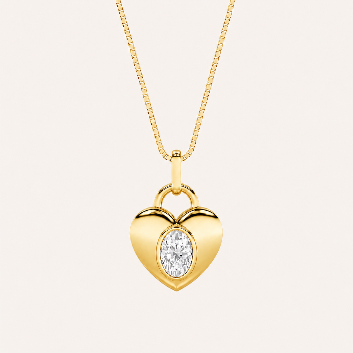 1CT Oval Cut Lab Grown Diamond Heart Pendant Necklace