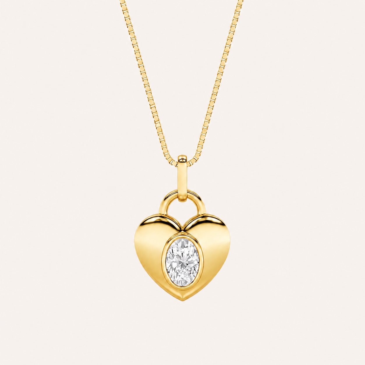 1CT Oval Cut Lab Grown Diamond Heart Pendant Necklace