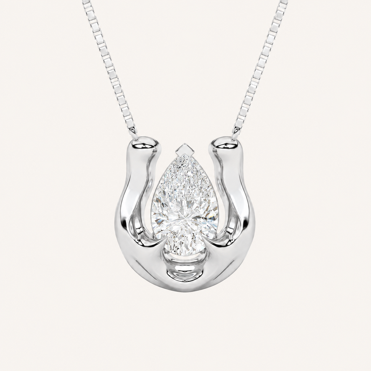 1CT Pear Cut Lab Grown Diamond Pendant Necklace