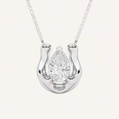 1CT Pear Cut Lab Grown Diamond Pendant Necklace