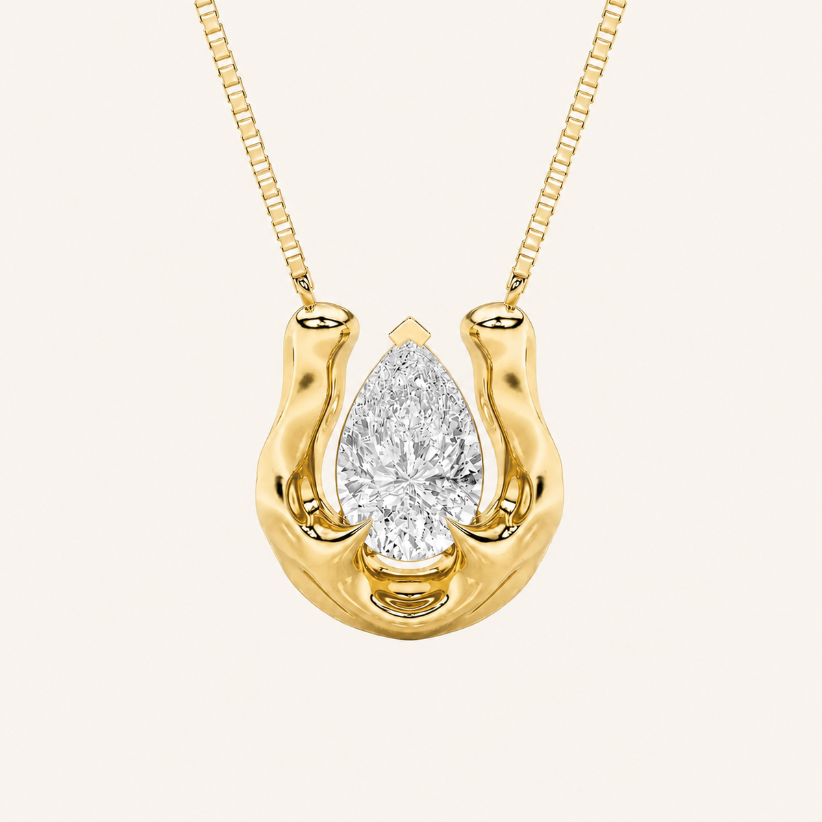 1CT Pear Cut Lab Grown Diamond Pendant Necklace