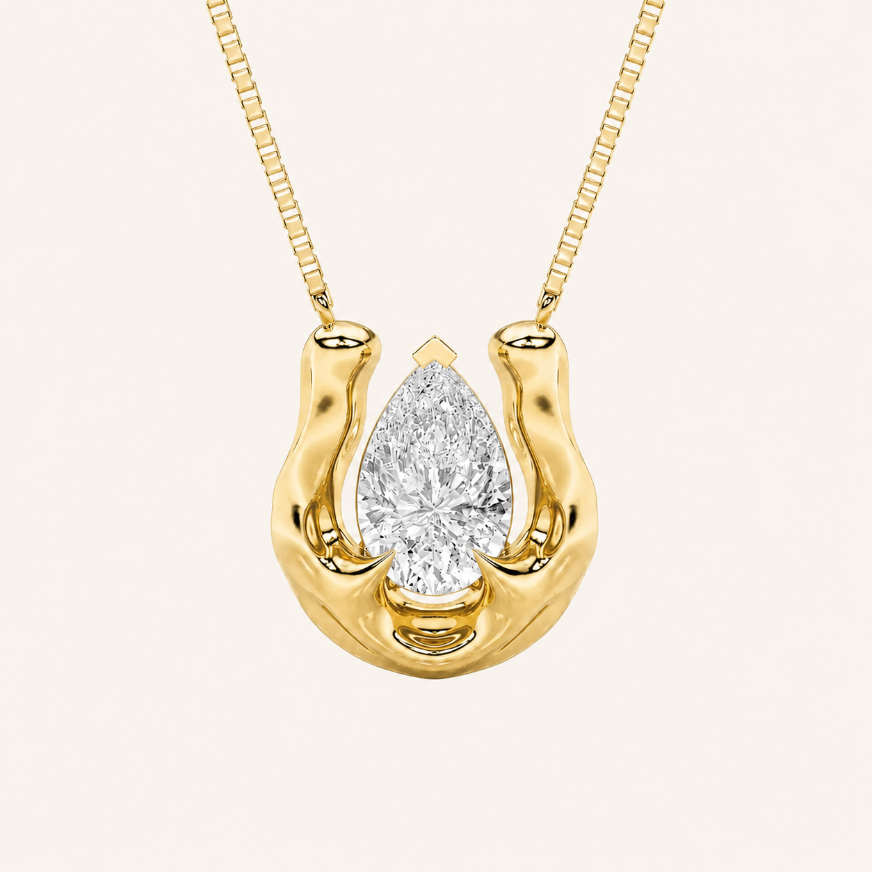 1CT Pear Cut Lab Grown Diamond Pendant Necklace