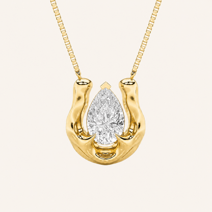 1CT Pear Cut Lab Grown Diamond Pendant Necklace