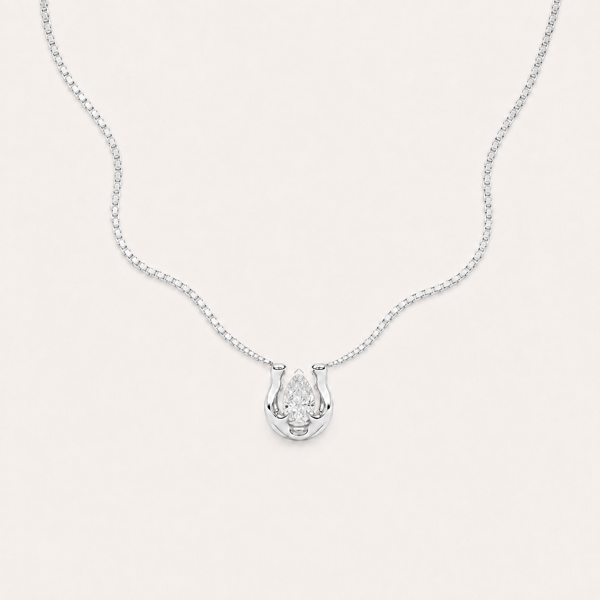 1CT Pear Cut Lab Grown Diamond Pendant Necklace