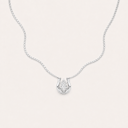1CT Pear Cut Lab Grown Diamond Pendant Necklace