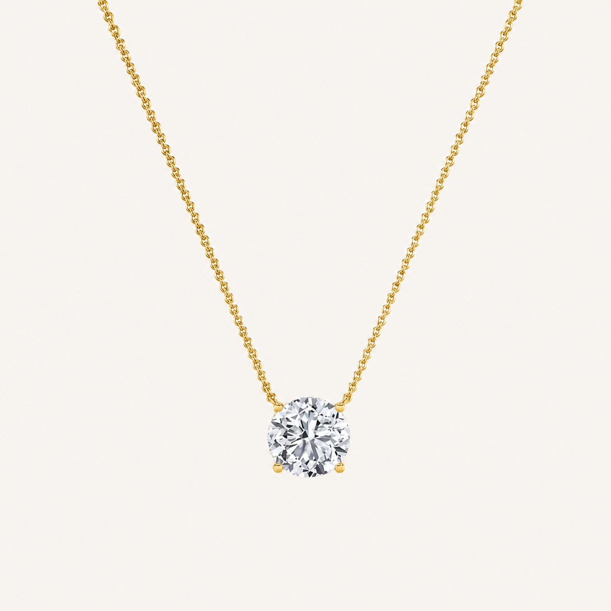 3CT Round Cut Lab Grown Diamond Pendant Necklace