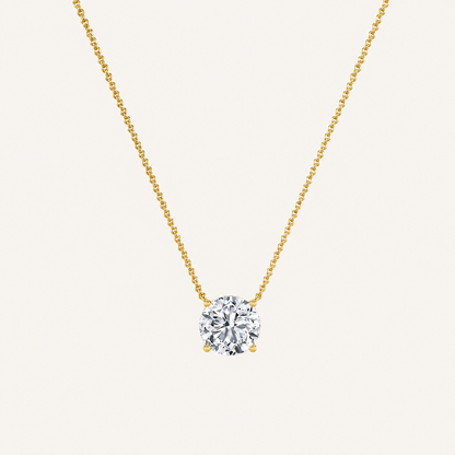 3CT Round Cut Lab Grown Diamond Pendant Necklace