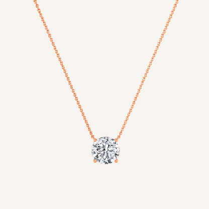 3CT Round Cut Lab Grown Diamond Pendant Necklace