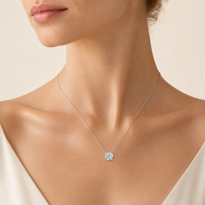 3CT Round Cut Lab Grown Diamond Pendant Necklace