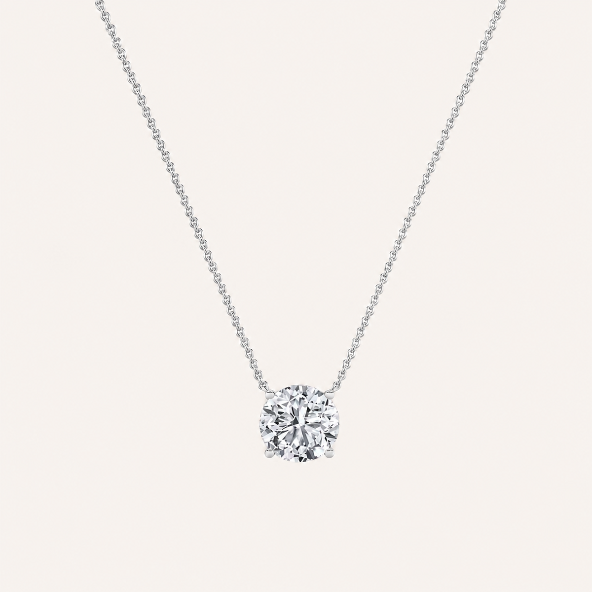 3CT Round Cut Lab Grown Diamond Pendant Necklace