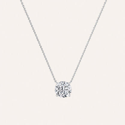 3CT Round Cut Lab Grown Diamond Pendant Necklace