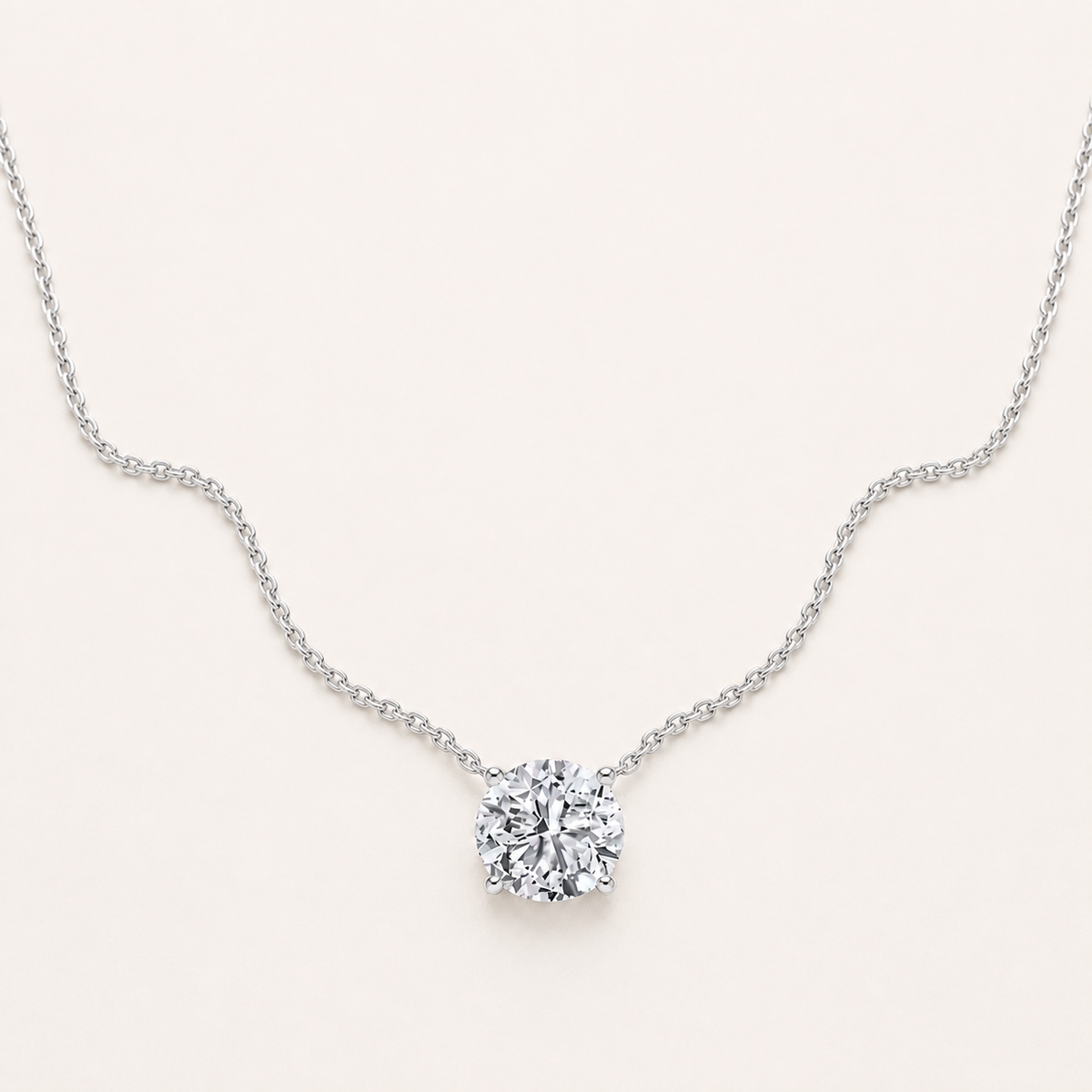 3CT Round Cut Lab Grown Diamond Pendant Necklace