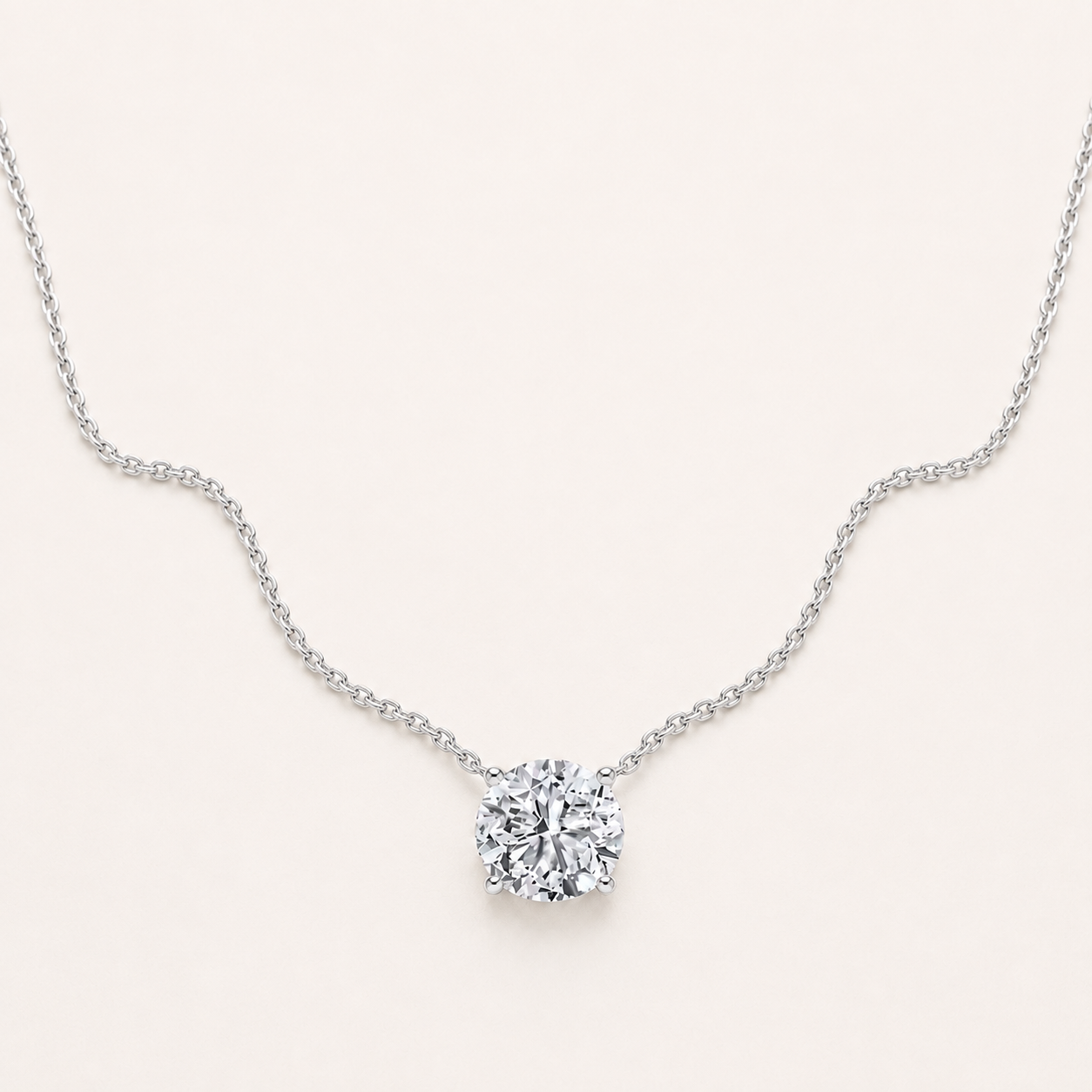 3CT Round Cut Lab Grown Diamond Pendant Necklace
