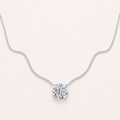 3CT Round Cut Lab Grown Diamond Pendant Necklace