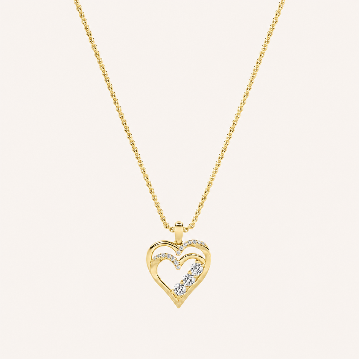 1CT Round Cut Lab Grown Diamon Heart Shaped Pendant Necklace