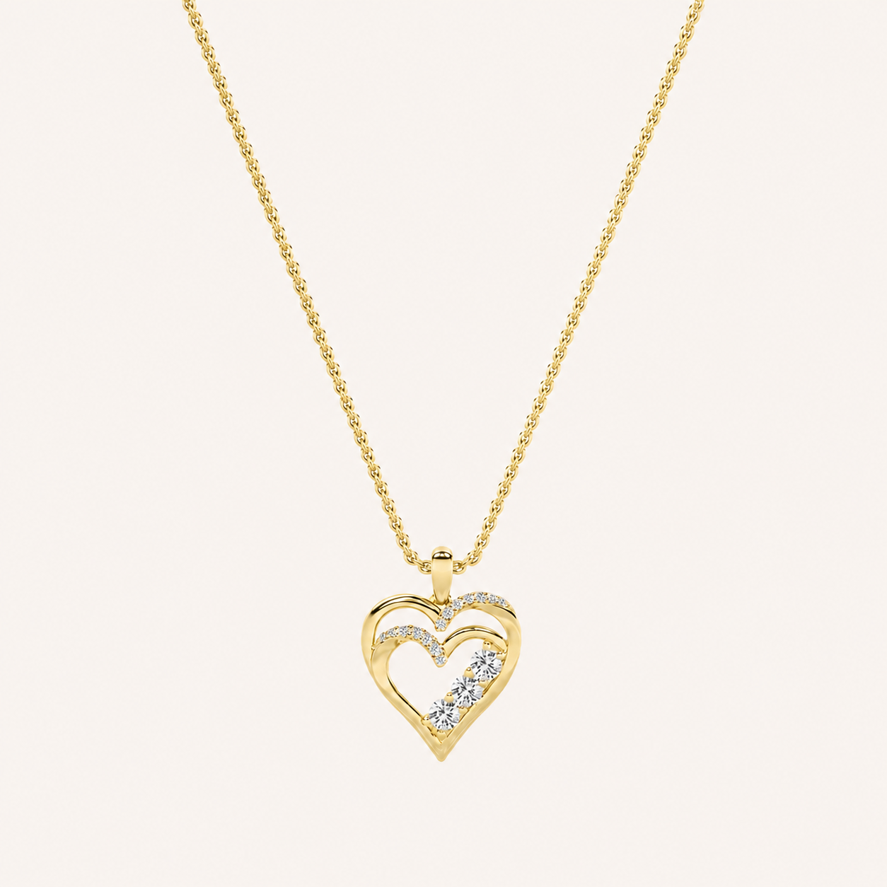 1CT Round Cut Lab Grown Diamon Heart Shaped Pendant Necklace