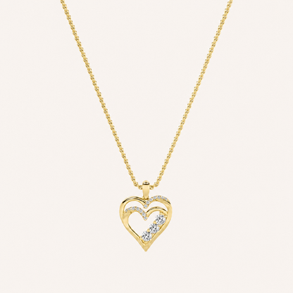 1CT Round Cut Lab Grown Diamon Heart Shaped Pendant Necklace