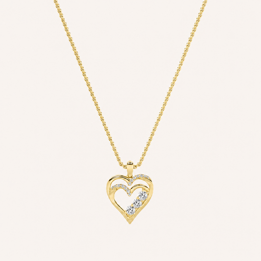 1CT Round Cut Lab Grown Diamon Heart Shaped Pendant Necklace