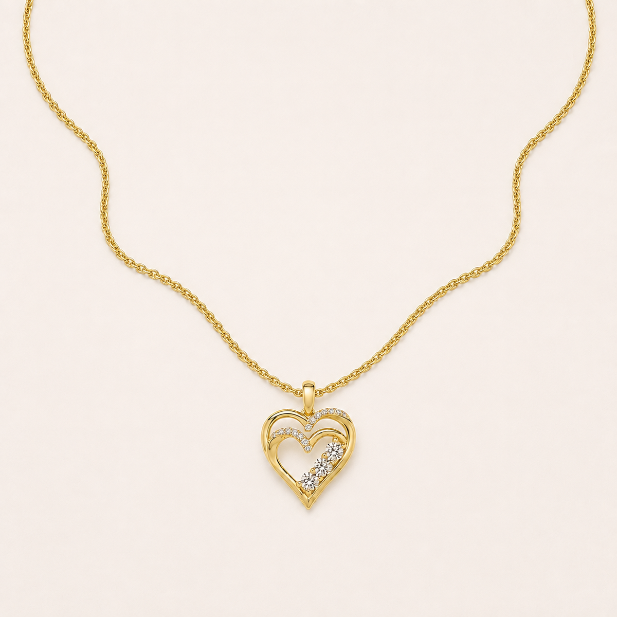1CT Round Cut Lab Grown Diamon Heart Shaped Pendant Necklace