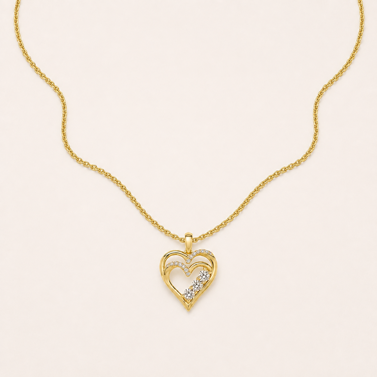 1CT Round Cut Lab Grown Diamon Heart Shaped Pendant Necklace