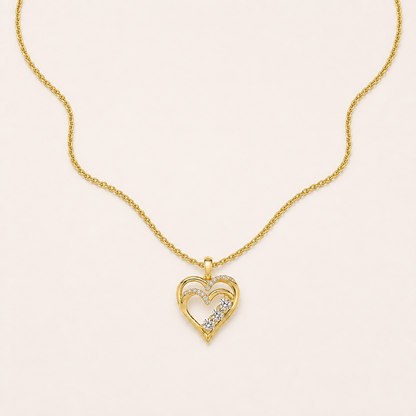 1CT Round Cut Lab Grown Diamon Heart Shaped Pendant Necklace