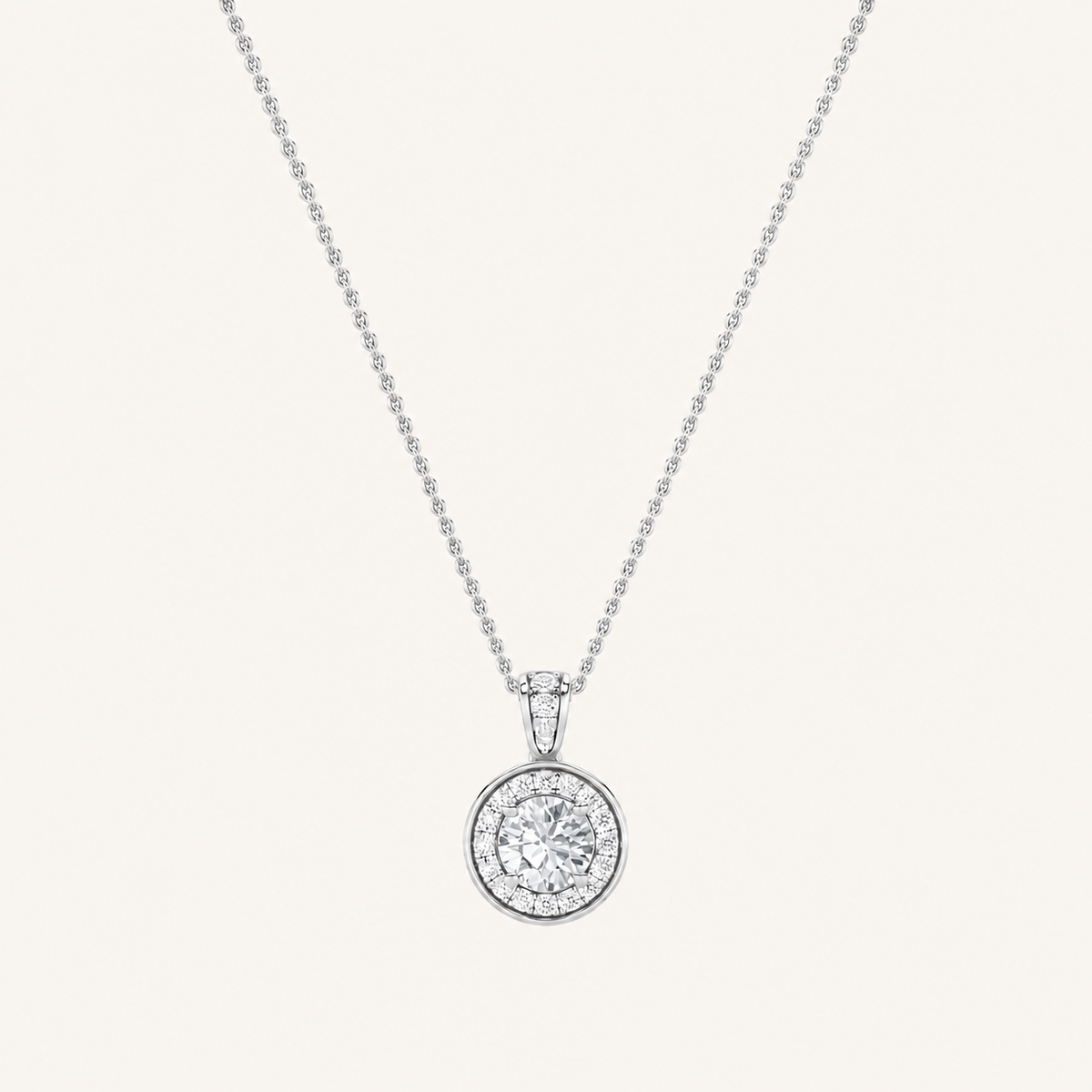 1.25CT Round Cut Lab Grown Diamond Halo Pendant Necklace