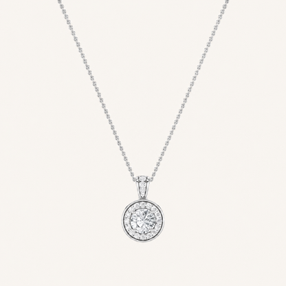 1.25CT Round Cut Lab Grown Diamond Halo Pendant Necklace