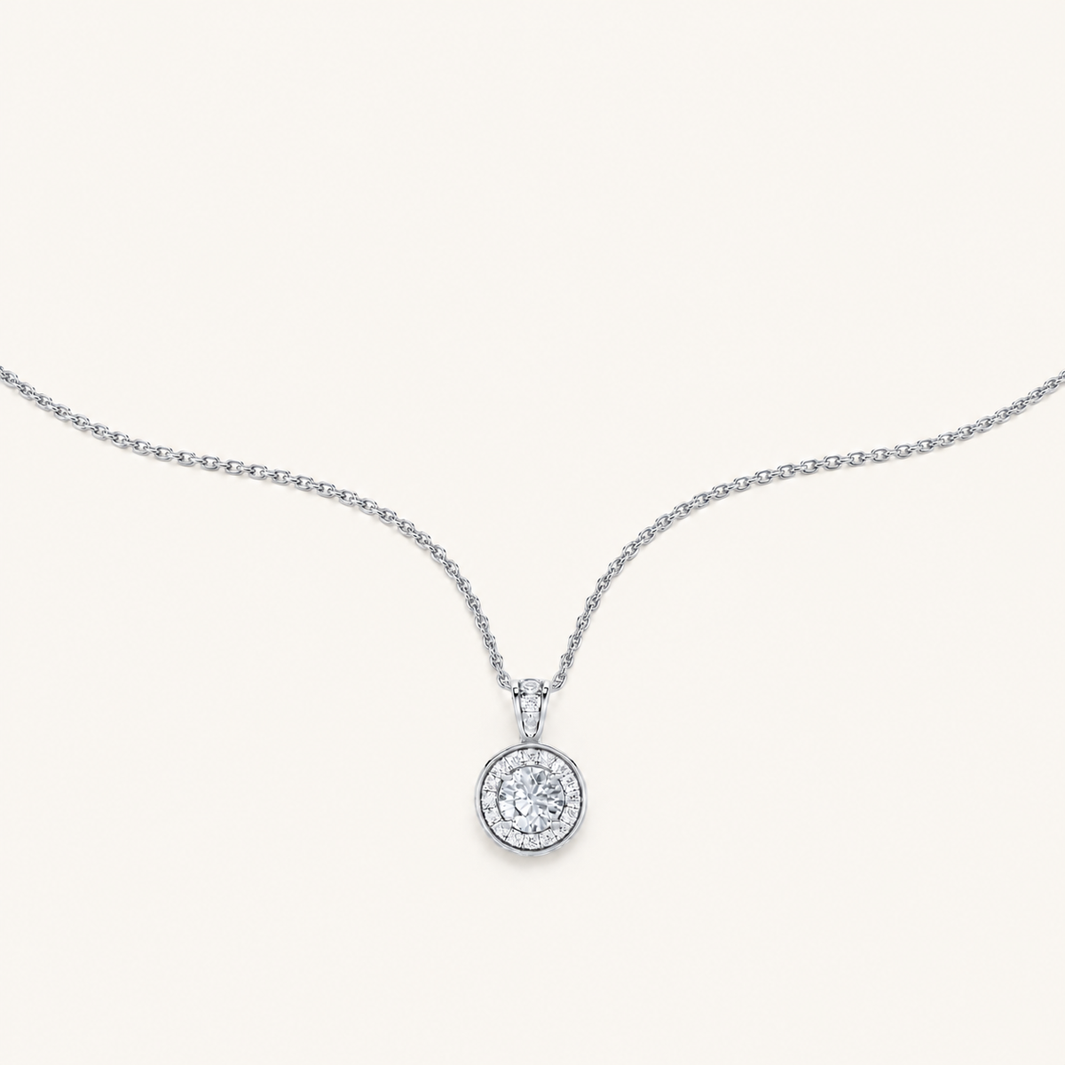 1.25CT Round Cut Lab Grown Diamond Halo Pendant Necklace